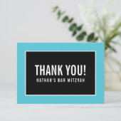 サンキューユーバー（ユダヤ教の）バル・ミツバーミニマリスト黒ターコイズ サンキューカード (スタンド正面)