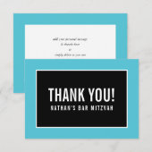 サンキューユーバー（ユダヤ教の）バル・ミツバーミニマリスト黒ターコイズ サンキューカード (正面/裏面)