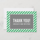 サンキューユーバー(ユダヤ教の)バル・ミツバーモダンボーイシンプルグリーングレー サンキューカード (正面)
