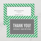 サンキューユーバー(ユダヤ教の)バル・ミツバーモダンボーイシンプルグリーングレー サンキューカード (正面/裏面)
