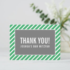 サンキューユーバー（ユダヤ教の）バル・ミツバーモダンボーイシンプルグリーングレー サンキューカード