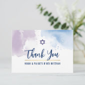 サンキューユーバー(ユダヤ教の)バル・ミツバー星青紫色の水色 サンキューカード (スタンド正面)