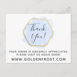 サンキューライトブルー水彩画モダン金ゴールド地域 ポストカード