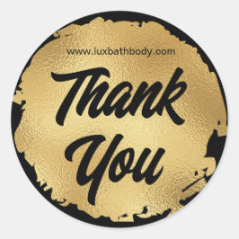 サンキューラグジュアリーブラックゴールドフォイルモダンカスタム ラウンドシール