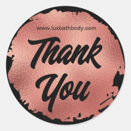 サンキューラグジュアリーブラックバラゴールドフォイルモダン ラウンドシール