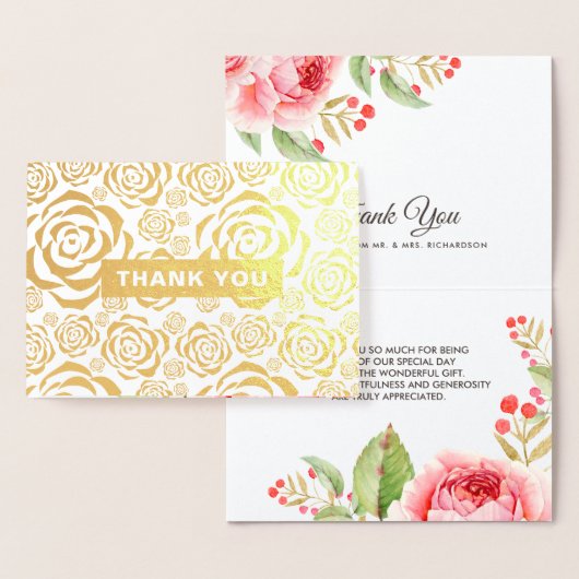 サンキューラグジュアリー実在フォイルフローラウェディングカード 箔カード (ディスプレー)