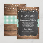 サンキューラスティックカード 木材 ミントチェック 結婚式 BBQ 招待状 (正面/裏面)