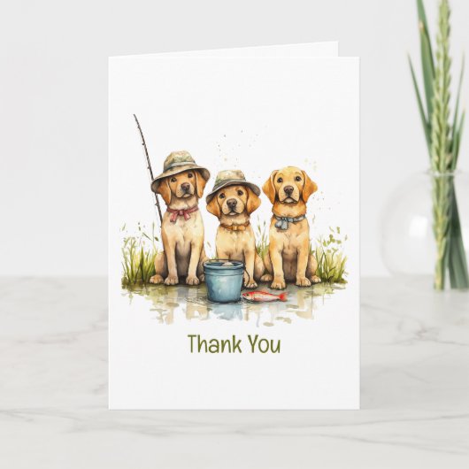 サンキューラブラドールリトリエバードッグ魚釣り サンキューカード (正面)