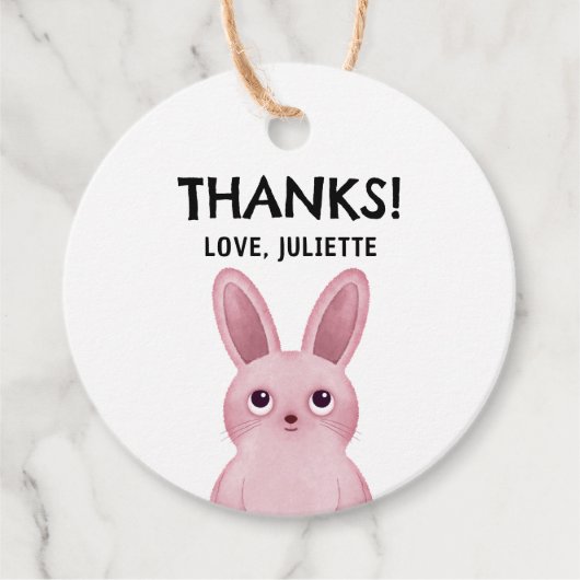 サンキューラベルとピンクベビーバニーガール フェイバータグ (正面)