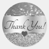 サンキューラベルエレガントシルバーグレーグリッター星 ラウンドシール (正面)