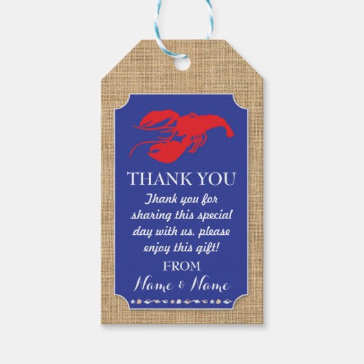 サンキューラベルクロフィッシュボイルロブスタービーチ結婚式 ギフトタグ (正面)