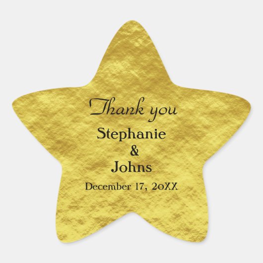 サンキューラベルゴールドフォイル光沢のある結婚式の引き出物 星シール (正面)