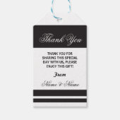 サンキューラベルストライプ白黒エレガントウェディング ギフトタグ (正面)