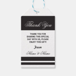 サンキューラベルストライプ白黒エレガントウェディング ギフトタグ
