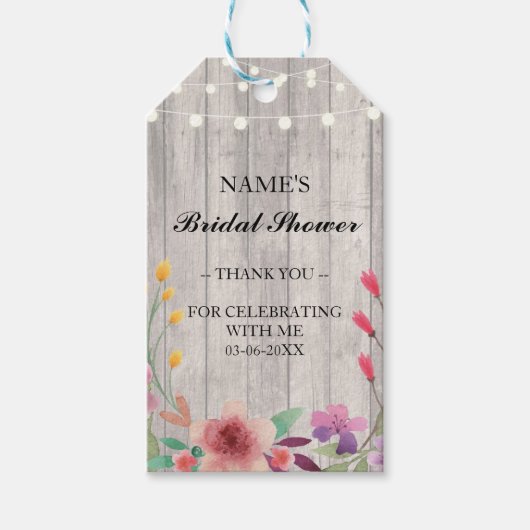 サンキューラベルビーフウッドフローラブライダルシャワー ギフトタグ (正面)