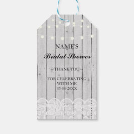 サンキューラベルビーフグレーウッドレースブライダルシャワー ギフトタグ