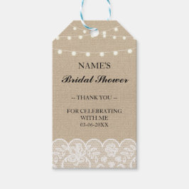 サンキューラベルビーフバーラップレースブライダルシャワー ギフトタグ