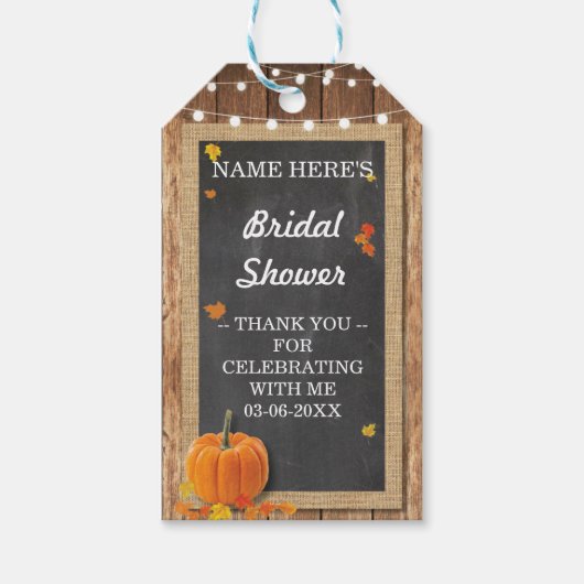 サンキューラベルフローラチョークパンプキンブライダルシャワー ギフトタグ (正面)