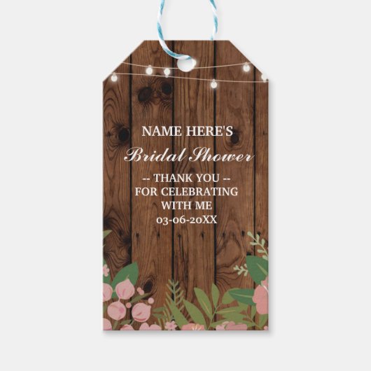 サンキューラベルフローラビーフウッドブライダルシャワー ギフトタグ (正面)