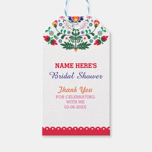 サンキューラベルフローラフィエスタメキシコブライダルシャワー ギフトタグ (正面)