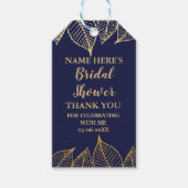 サンキューラベルブライダルシャワーリーフラベルネイビー金ゴールド ギフトタグ (正面)