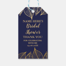 サンキューラベルブライダルシャワーリーフラベルネイビー金ゴールド ギフトタグ