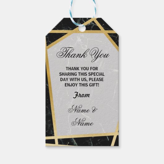 サンキューラベルブラックマーブル金ゴールドズ ギフトタグ (正面)