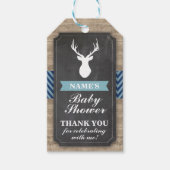 サンキューラベルベビーシャワー素朴ウッドブルーボーイ ギフトタグ (正面)