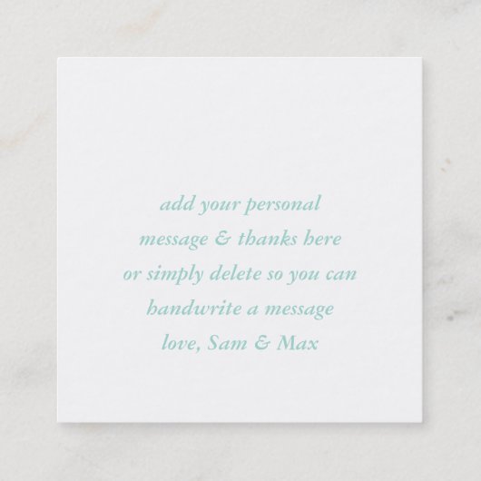 サンキューラベルミントグリーンホワイトブラシレタータイプ スクエア名刺 (裏面)