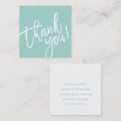 サンキューラベルミントグリーンホワイトブラシレタータイプ スクエア名刺 (正面/裏面)