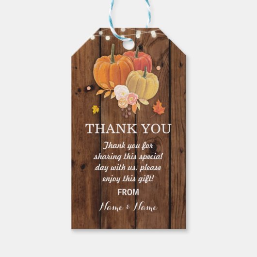 サンキューラベルメッセージカードパンプキンウッド結婚ズ ギフトタグ (正面)