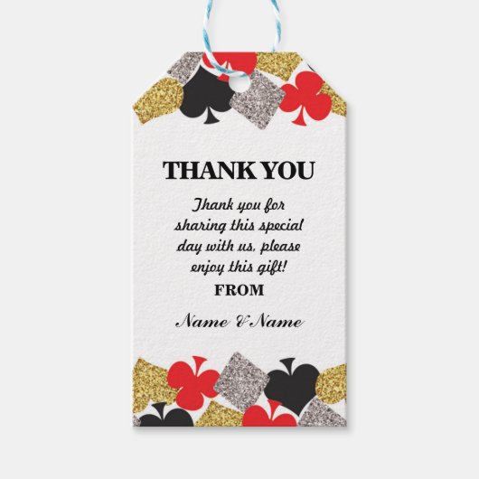 サンキューラベルメッセージカードラスベガスカジノパーティー ギフトタグ (正面)