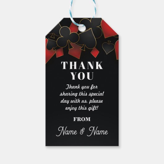 サンキューラベルメッセージカードラスベガスカジノパーティー ギフトタグ (正面)