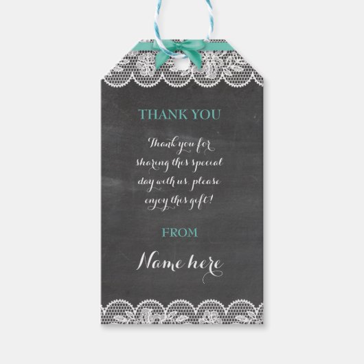 サンキューラベルランジェリーシャワーブライダルパーティレース ギフトタグ (正面)