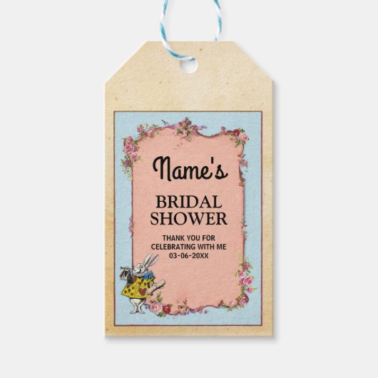 サンキューラベルワンダーランドラビットブライダルシャワー ギフトタグ (正面)