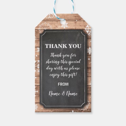 サンキューラベル冬の雪片ラベルチョーク結婚ズ ギフトタグ (正面)