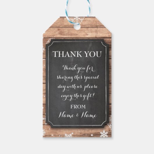 サンキューラベル冬の雪片ラベルチョーク結婚ズ ギフトタグ (正面)