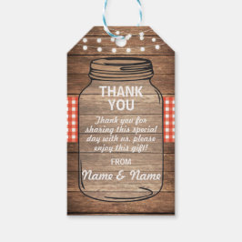 サンキューラベル水彩ブライダルレッドジンガム ギフトタグ