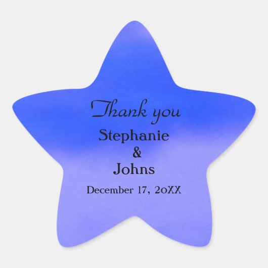 サンキューラベル深いブルークラウド抽象芸術結婚ズ 星シール (正面)
