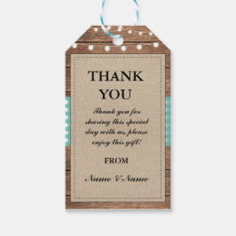 サンキューラベル素朴ティール（緑がかった色）メッセージカードウッド結婚ズ ギフトタグ