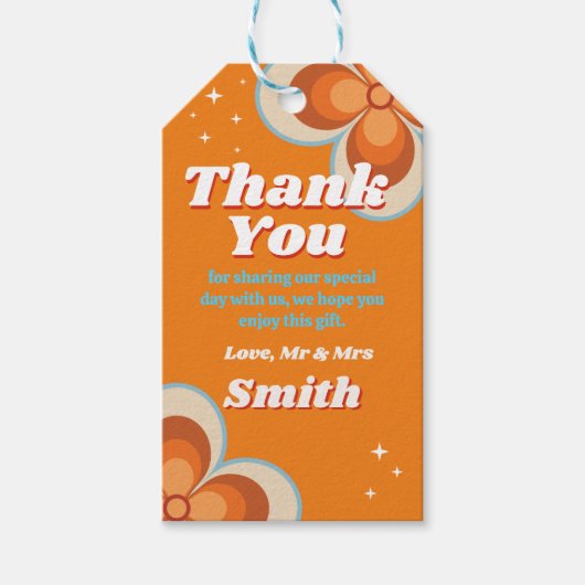 サンキューラベル結婚ズレトロヴィンテージオレンジ ギフトタグ (正面)