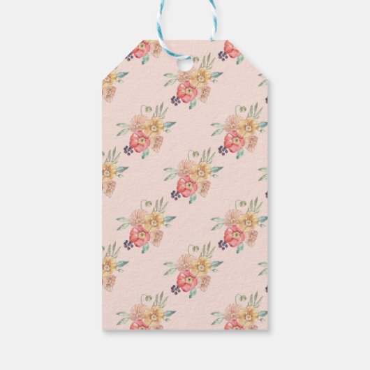 サンキューラベル結婚ズ夏花模様水彩 ギフトタグ (裏面)