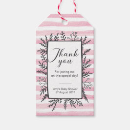 サンキューラベル |メッセージカードピンクストライプ色 ギフトタグ