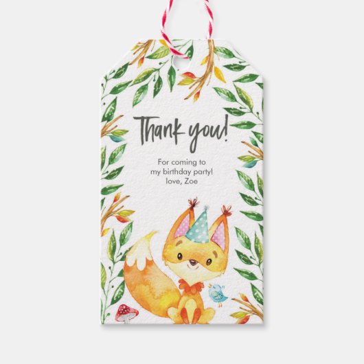 サンキューラベル |メッセージカード |かわいい狐 ギフトタグ (正面)