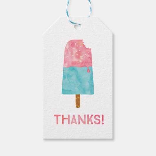 サンキューラベル |メッセージカード |ピンクのポプシクル ギフトタグ (正面)