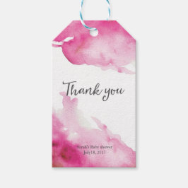 サンキューラベル |メッセージカード |ピンクの水彩 ギフトタグ