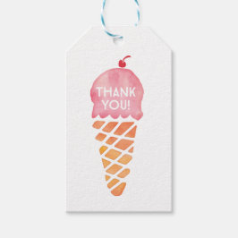 サンキューラベル |メッセージカード |ピンクアイスクリーム ギフトタグ