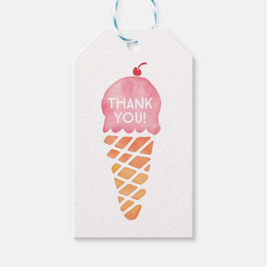 サンキューラベル |メッセージカード |ピンクアイスクリーム ギフトタグ (正面)