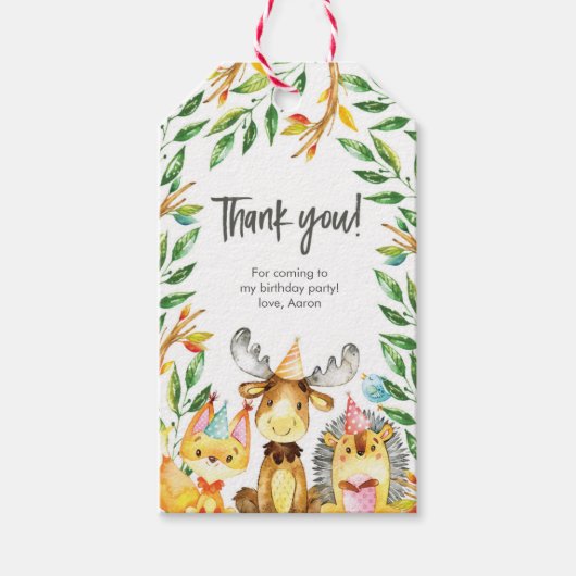 サンキューラベル |メッセージカード |森林動物 ギフトタグ (正面)