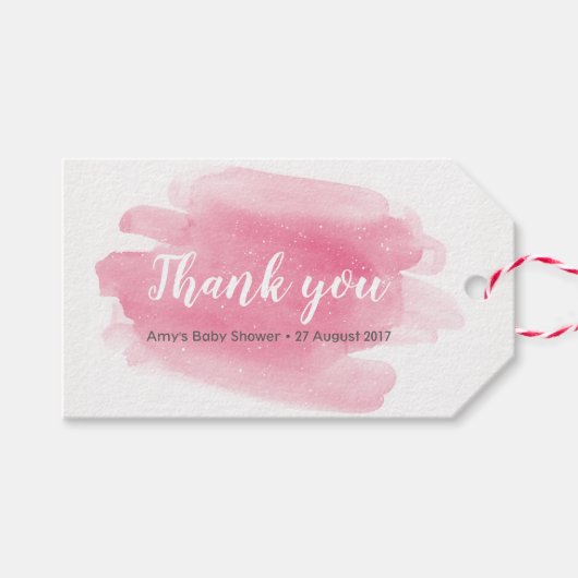 サンキューラベル |メッセージカード |水彩花模様 ギフトタグ (正面(横))